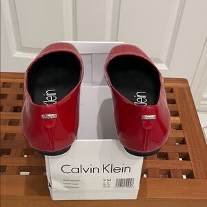 Calvin Klein Cherry Red Patent Flats